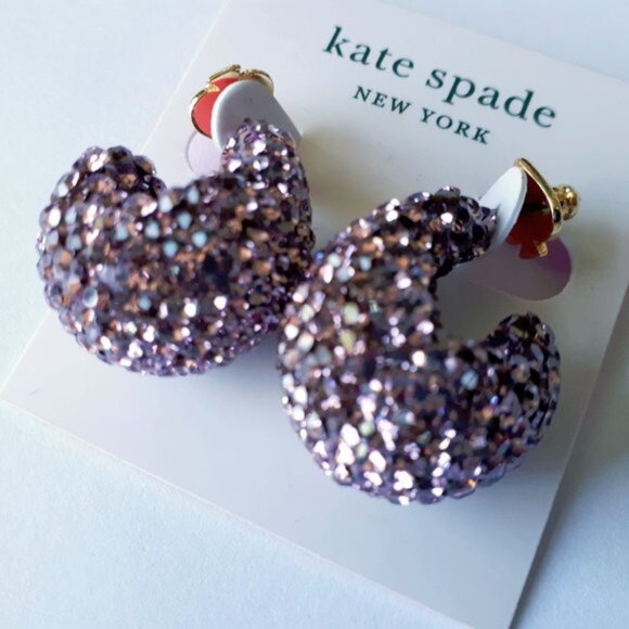 NWT Kate Spade adore ables amethyst pavé bejewelled earrings - Picture 3 of 8